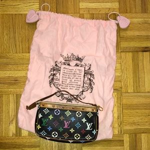 Louis Vuitton black multicolor Murakami pochette